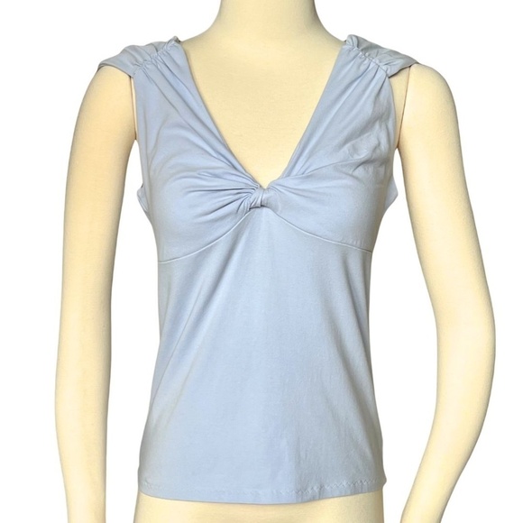 The Limited Tops - The Limited Blue Twist Front V-Neck Top Size Large NWT